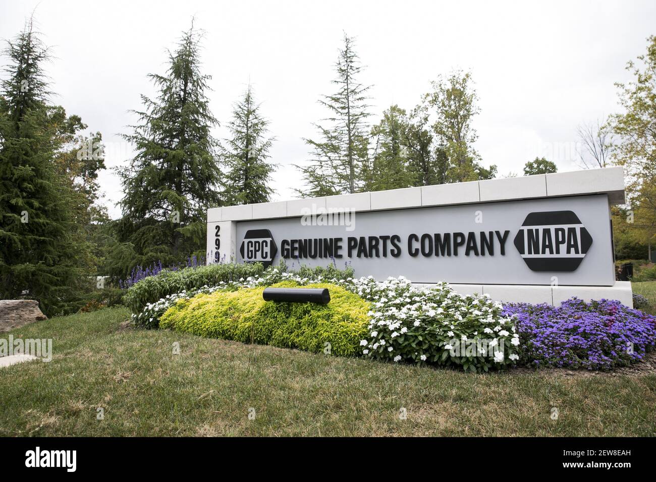 A logo sign outside of the headquarters of the Genuine Parts Company
