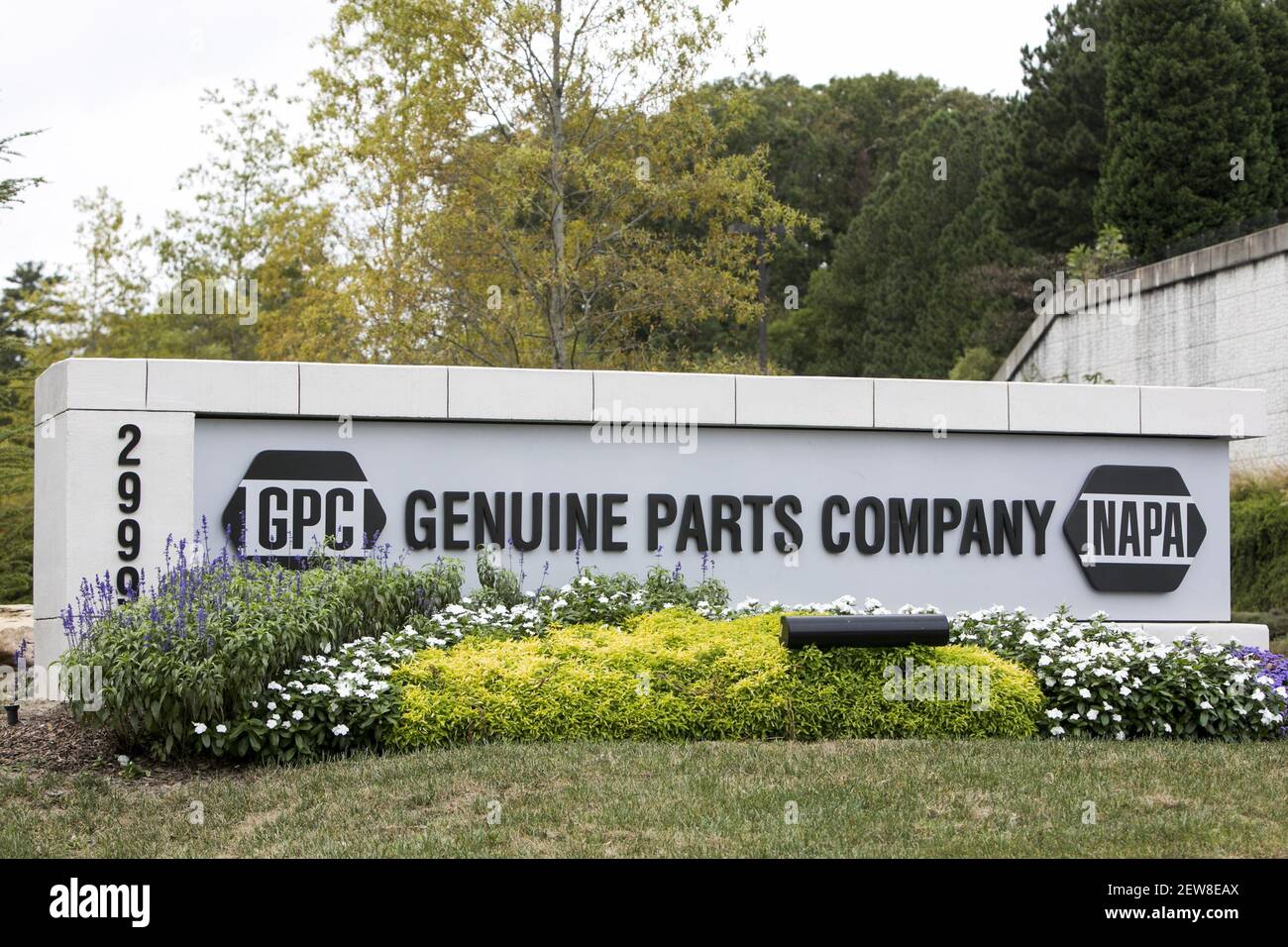 A logo sign outside of the headquarters of the Genuine Parts Company