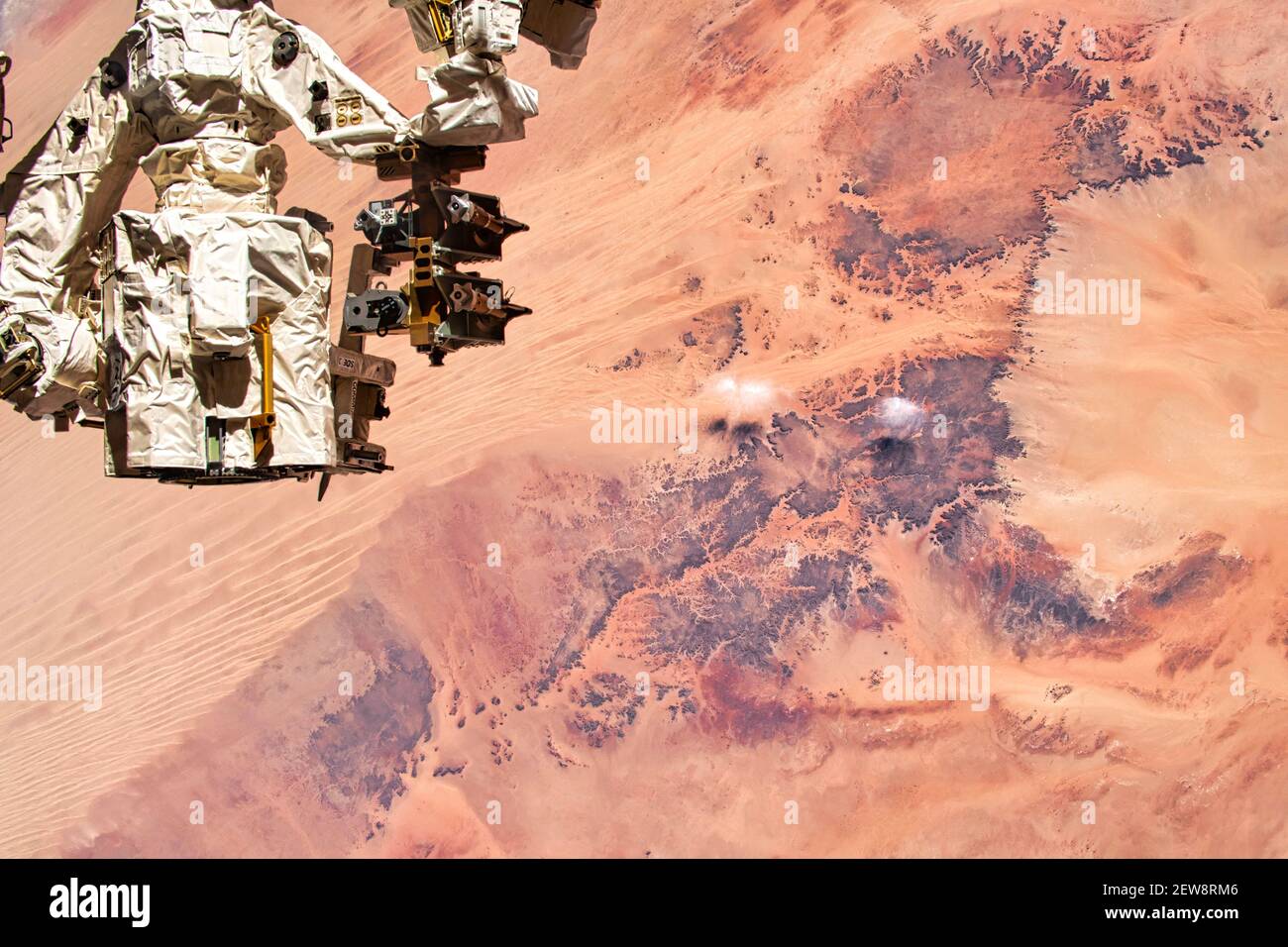 The ISS flies over Libya. Digital Enhancement. Elements of this image furnished by NASA Stock Photo