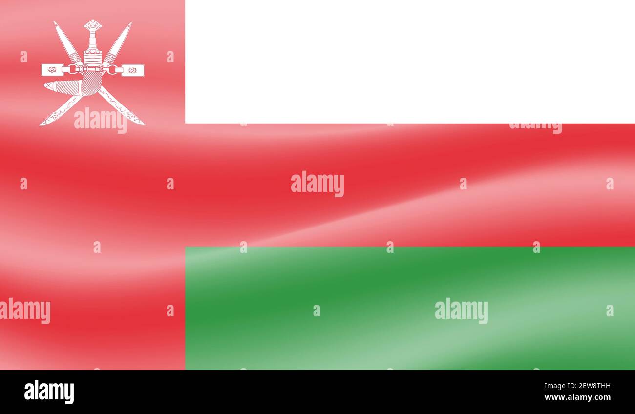 Oman flag with waving grunge texture. Vector background. Stock Vector
