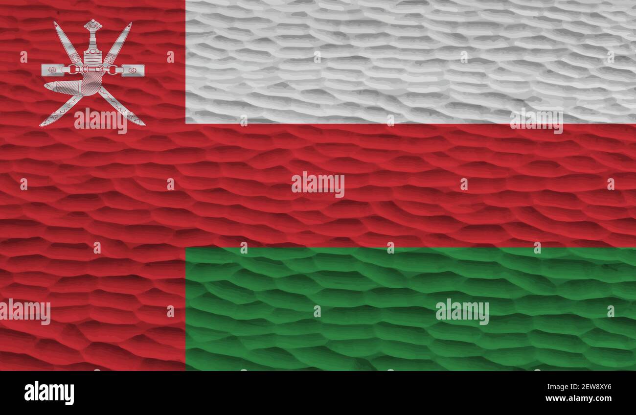 Oman flag with waving grunge texture. Vector background. Stock Vector