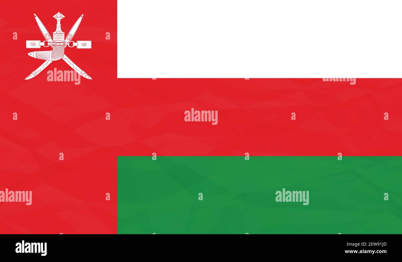 Oman flag with waving grunge texture. Vector background. Stock Vector