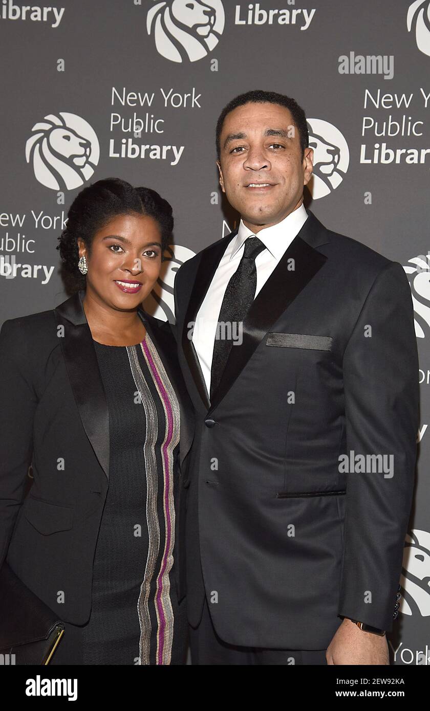 Djena Nichole Graves Lennix and Harry Lennix attends the 2017 NYPL Library Lions Gala on