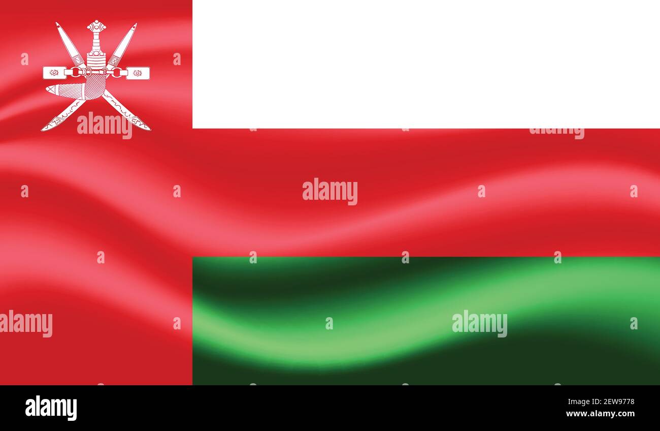 Oman flag with waving grunge texture. Vector background. Stock Vector