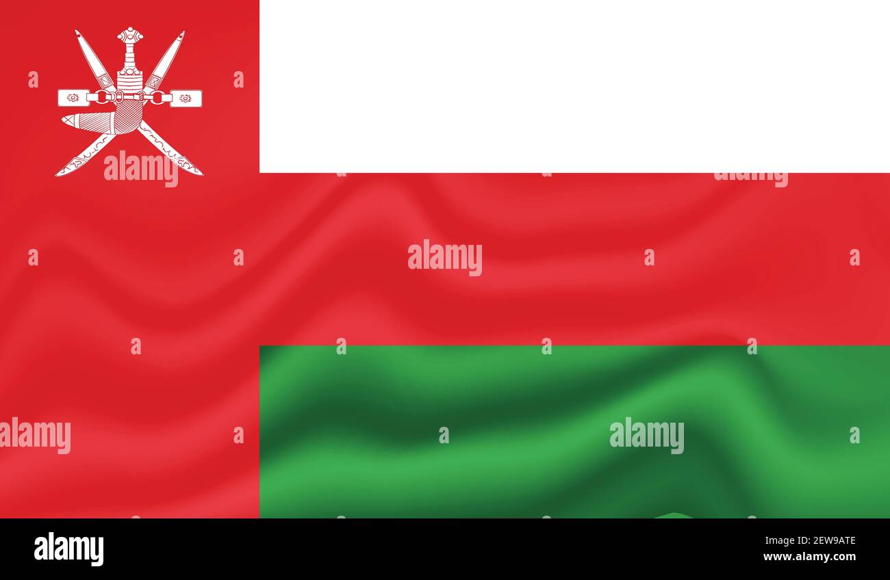 Oman flag with waving grunge texture. Vector background. Stock Vector