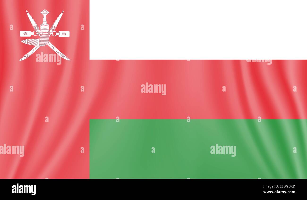Oman flag with waving grunge texture. Vector background. Stock Vector