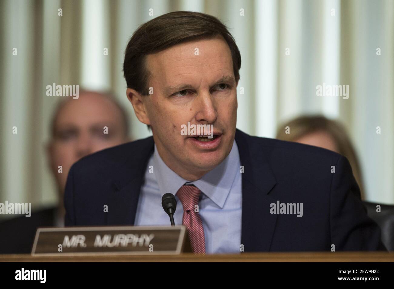 United States Senator Chris Murphy, Democrat of Connecticut, asks a