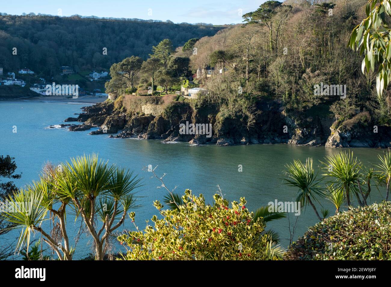 View from South Sands towards North Sands, Salcombe, Devon Stock Photo