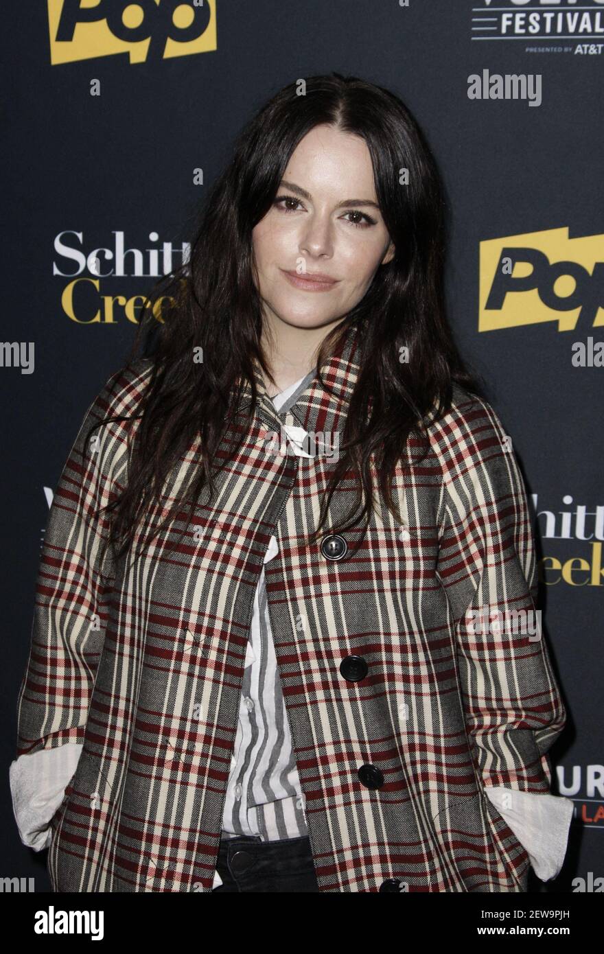 Actress Emily Hampshire attends the Pop TV Presents ''Schitt's Creek" panel of Vulture Festival