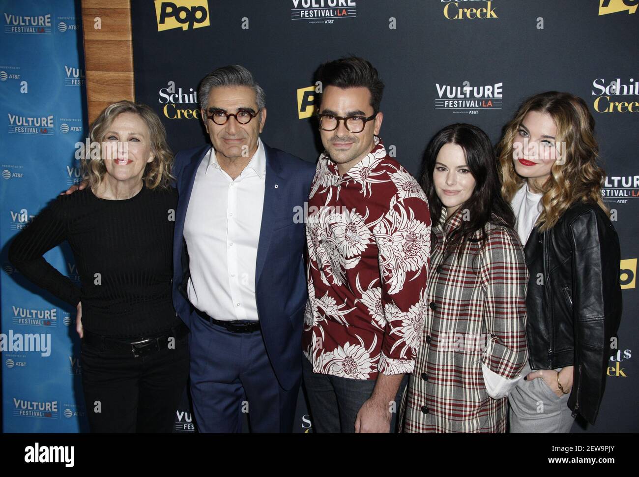 Catherine O'Hara, Eugene Levy, Daniel Levy, Emily Hampshire, and Annie Murphy attend the Pop TV