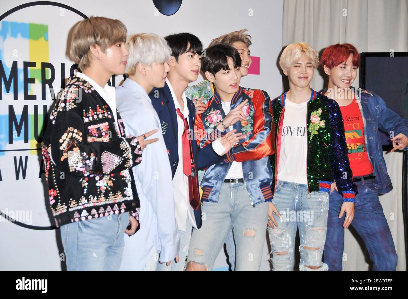 BTS at the 2017 American Music Awards Press Room at Microsoft Theater ...