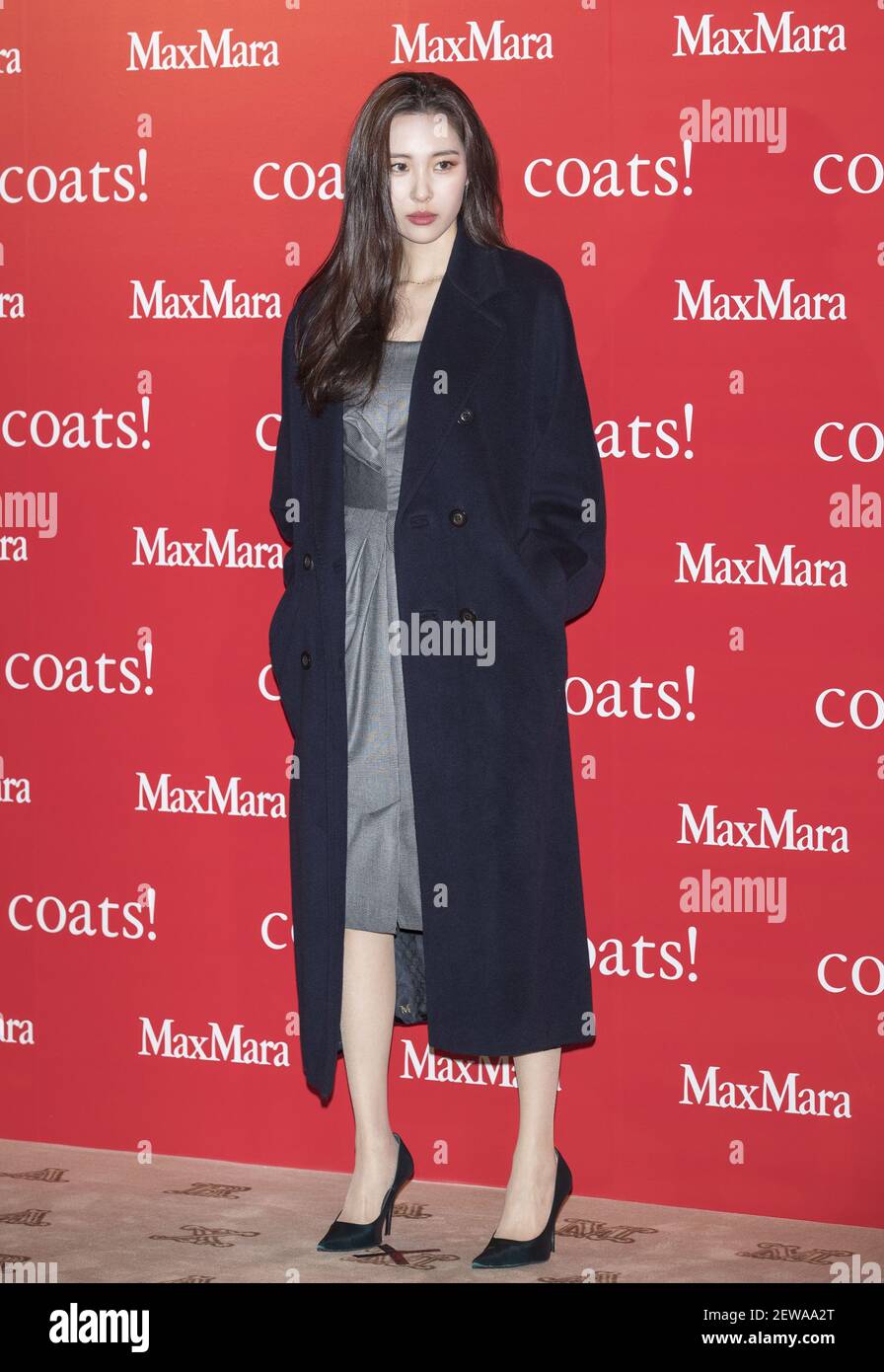 28 November 2017 - Seoul, South Korea : South Korean Sunmi, member of  former South Korean girl group Wonder Girls, attends the Italian fashion  brand MaxMara coats exhibition at Dongdae-mun Design Plaza