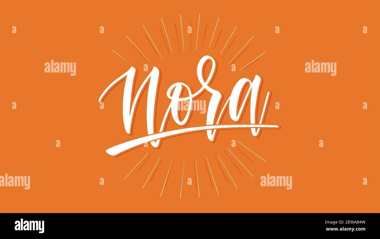 Nora Name Vector Typography w Orange Burst Theme Stock Vector