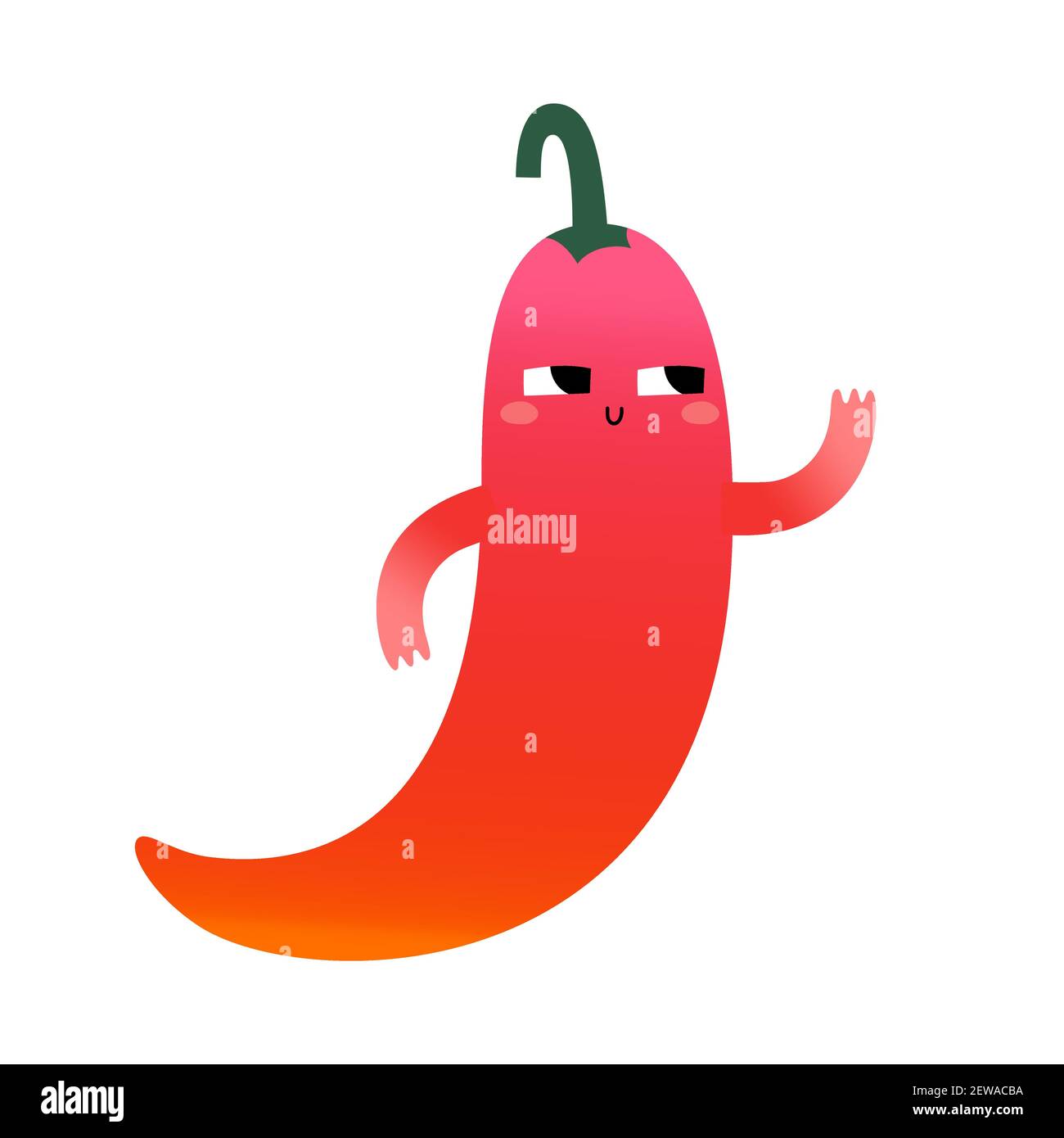Cute chili pepper character, red pepper mascot, kawaii cartoon vegetable character with funny face expression, vector illustration isolated on white Stock Vector