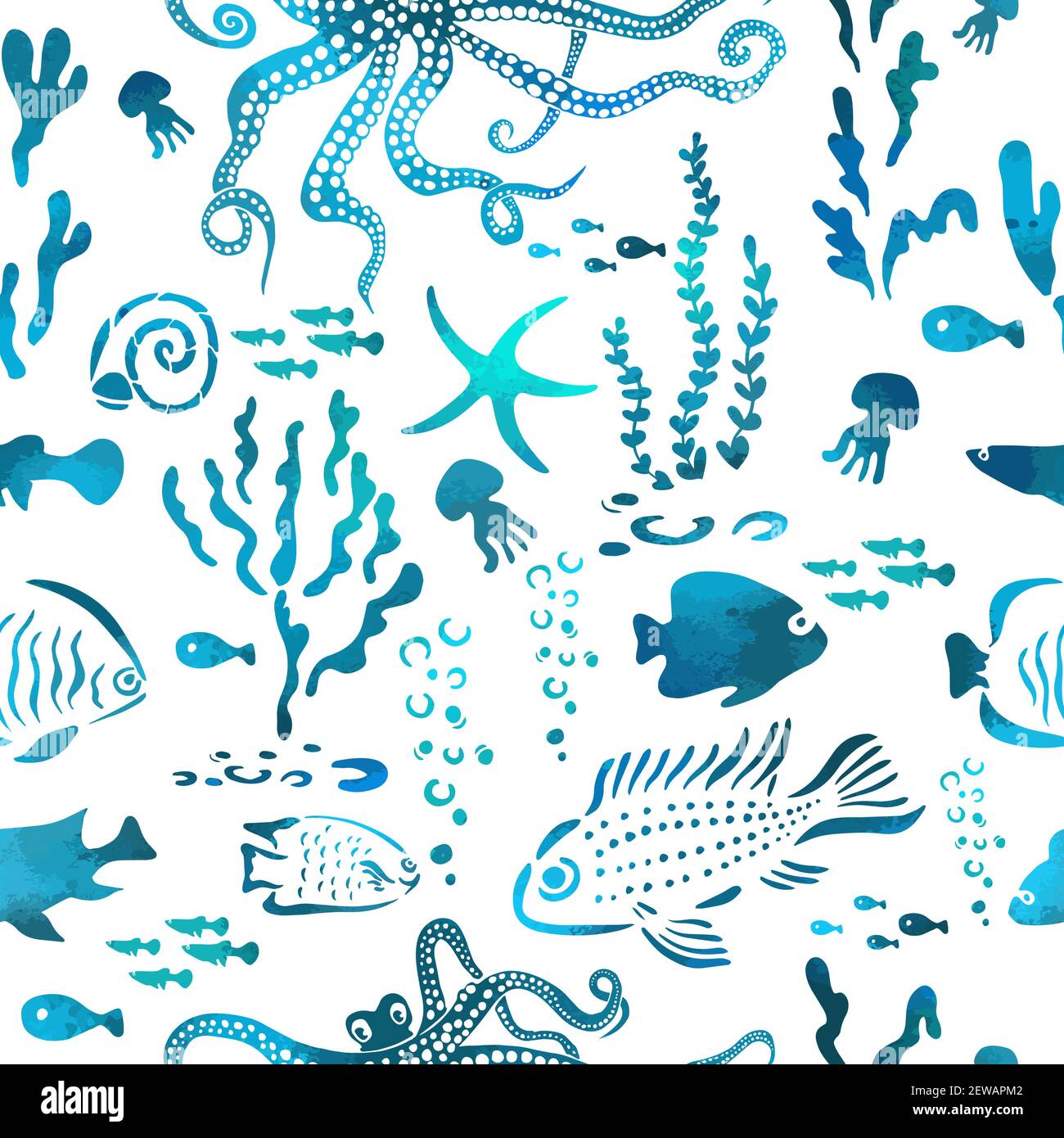 Seamless pattern with sharks. Nautical background. Cute sea life ...