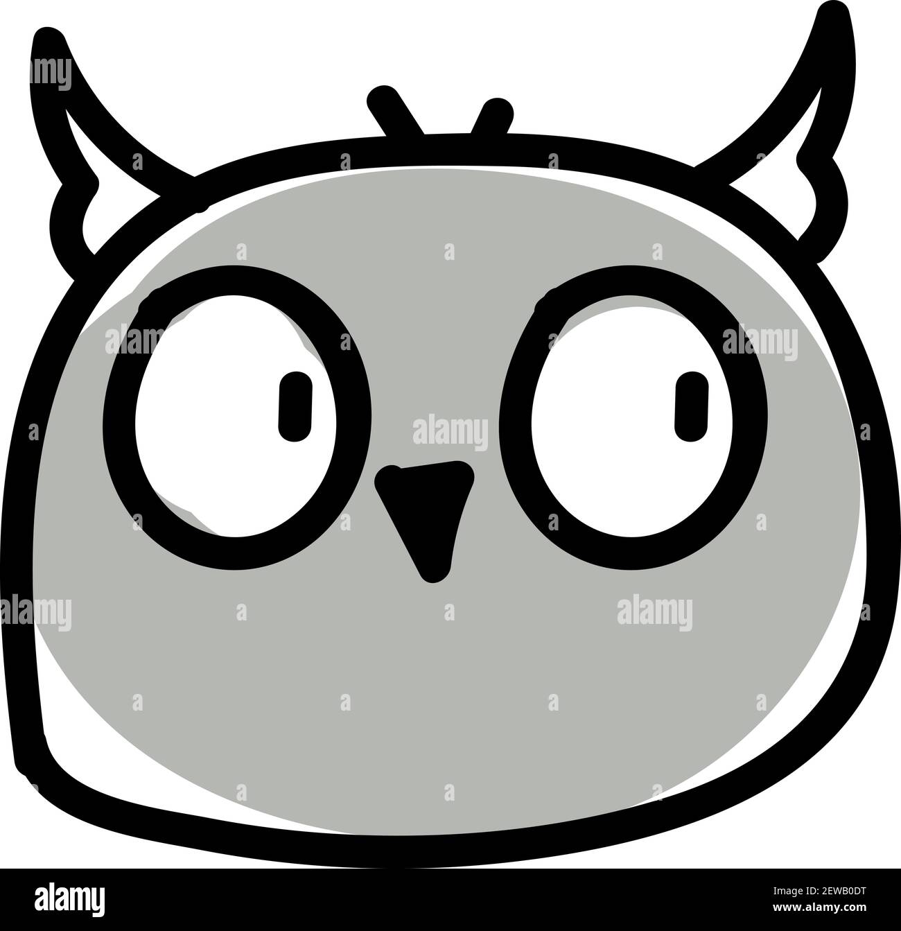 Grey owl head, illustration, vector on white background. Stock Vector