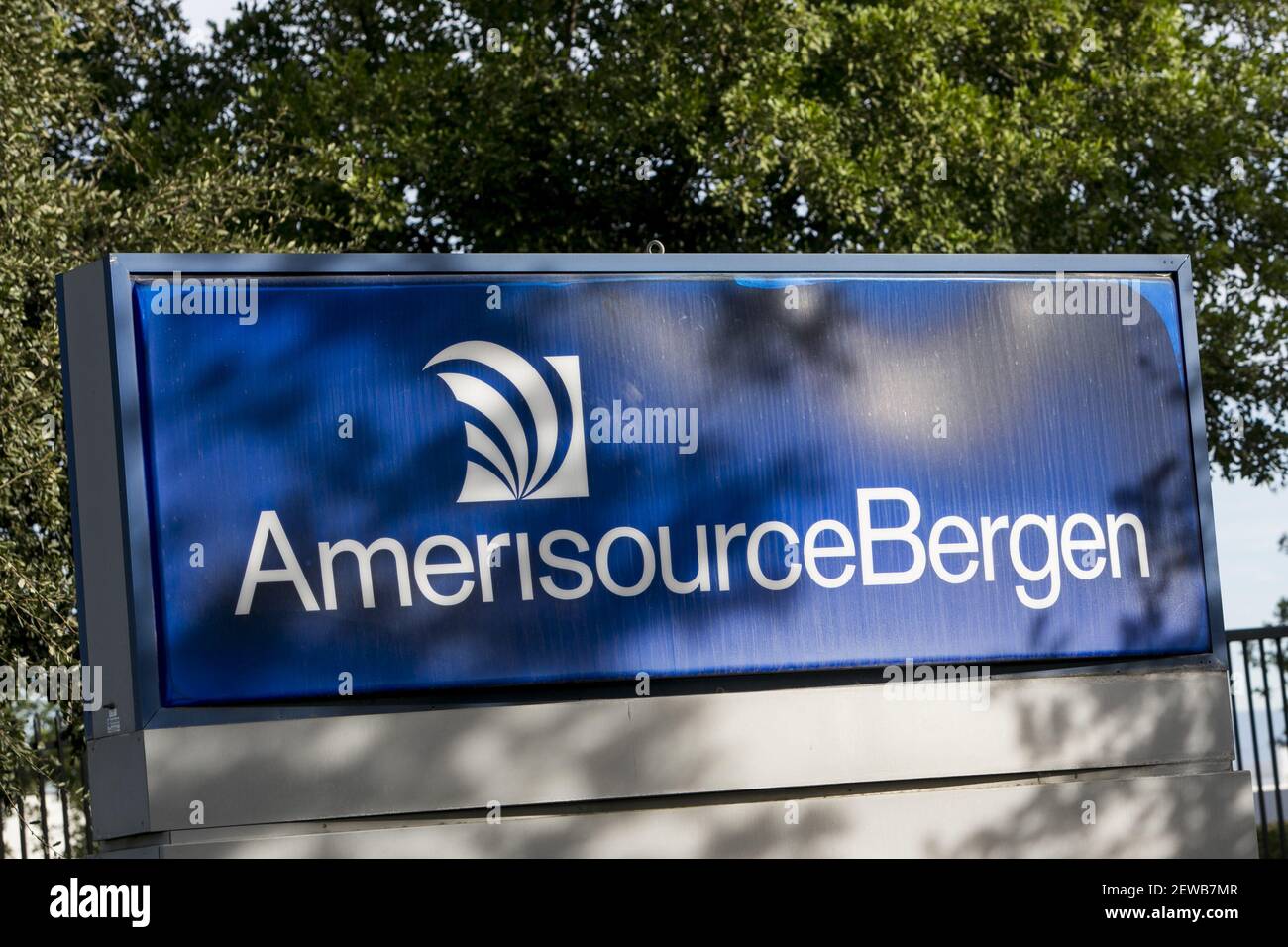 A logo sign outside of a facility occupied by the AmerisourceBergen ...