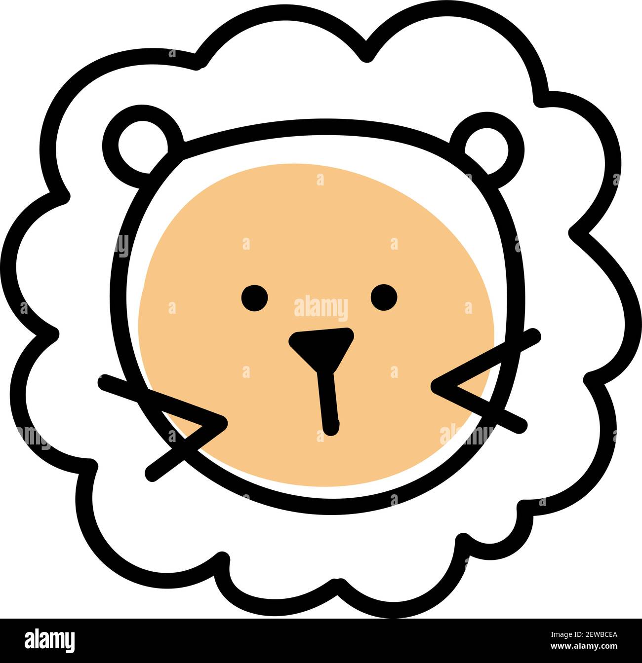 Cute sheep head, illustration, vector on white background. Stock Vector