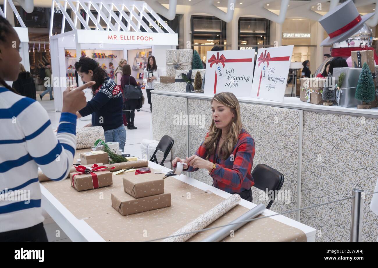 Free gift wrapping in the Holiday Market in the Westfield Mall in the
