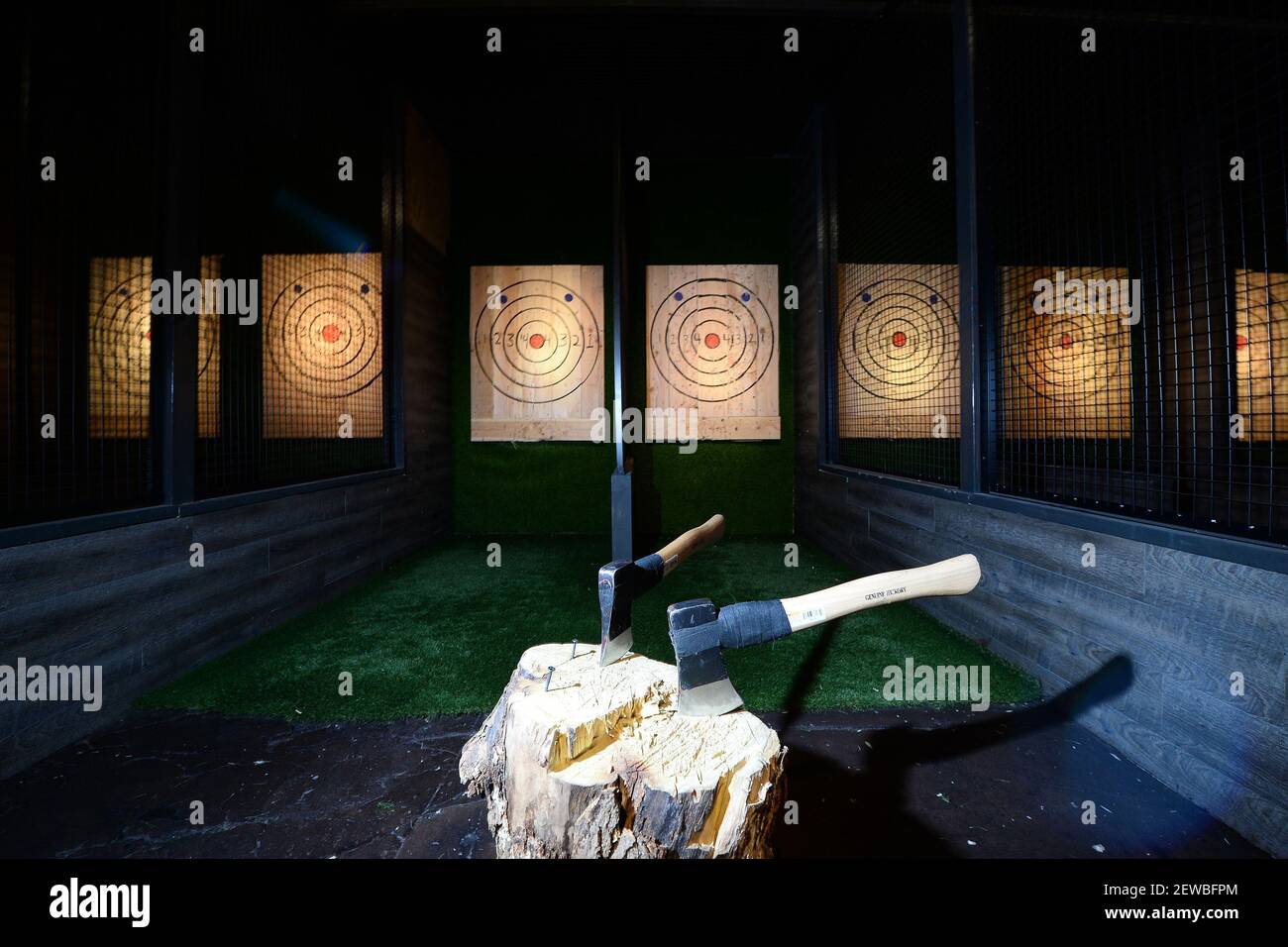 Axes used for throwing at the Kick Axe club in the Brooklyn borough of