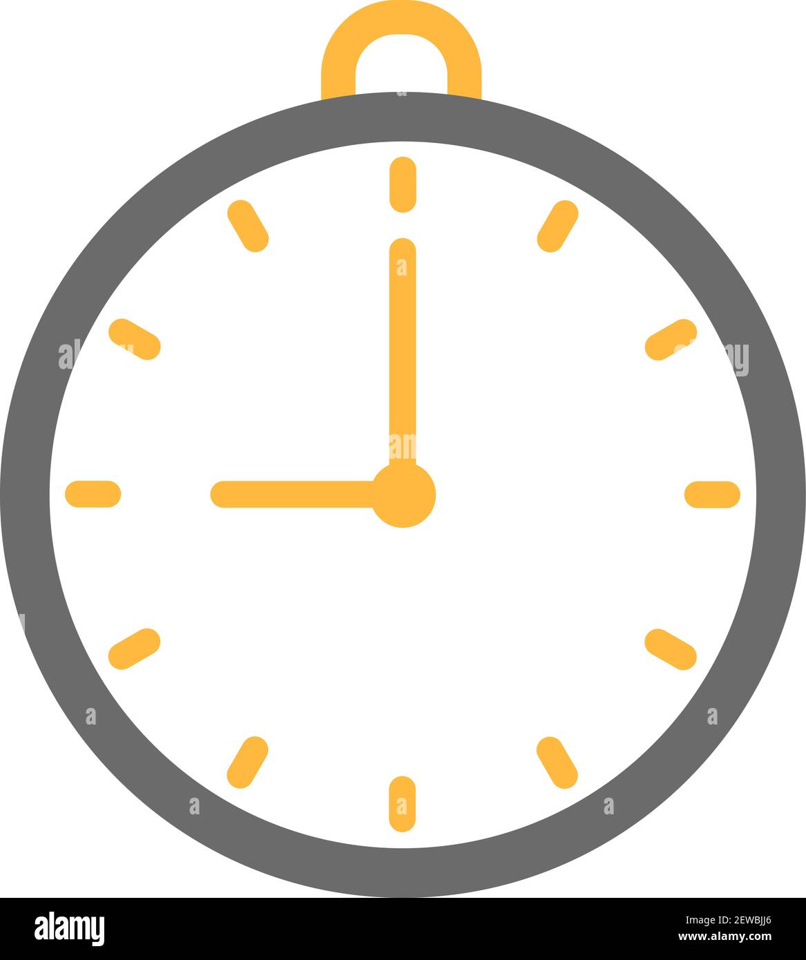 Yellow clock, illustration, vector on white background. Stock Vector