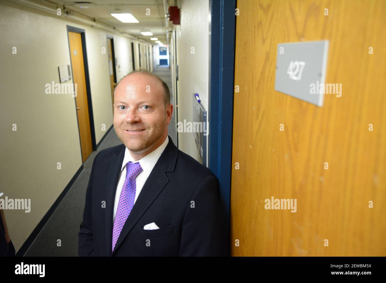 Chicago Blackhawks general manager Stan Bowman inside of the Keenan
