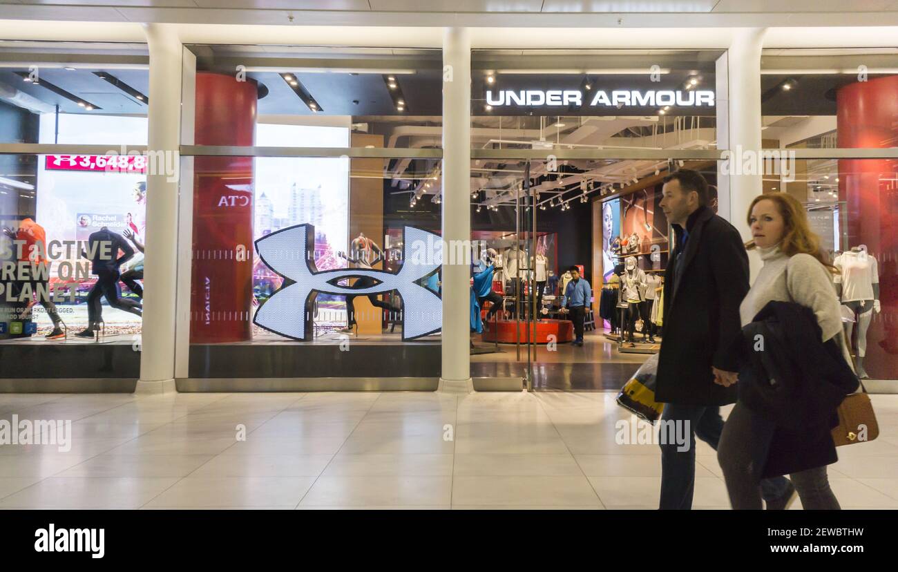 The Under Armour store in the Westfield World Trade Center Oculus mall in New  York on Saturday, February 11, 2017. Analysts at Macquerie have downgraded Under  Armour's stock suggesting the company may
