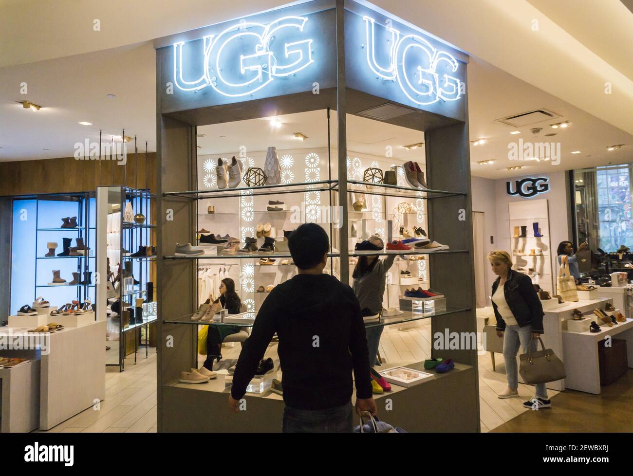 The Ugg boutique in the shoe department in the Macy's Herald Square  flagship store in New York on Monday, May 29, 2017. Marcato Capital  Management has exited their 8.5 percent stake in