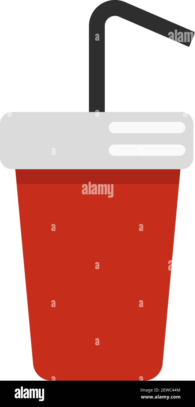 Drink in a red cup, illustration, vector on white background. Stock Vector