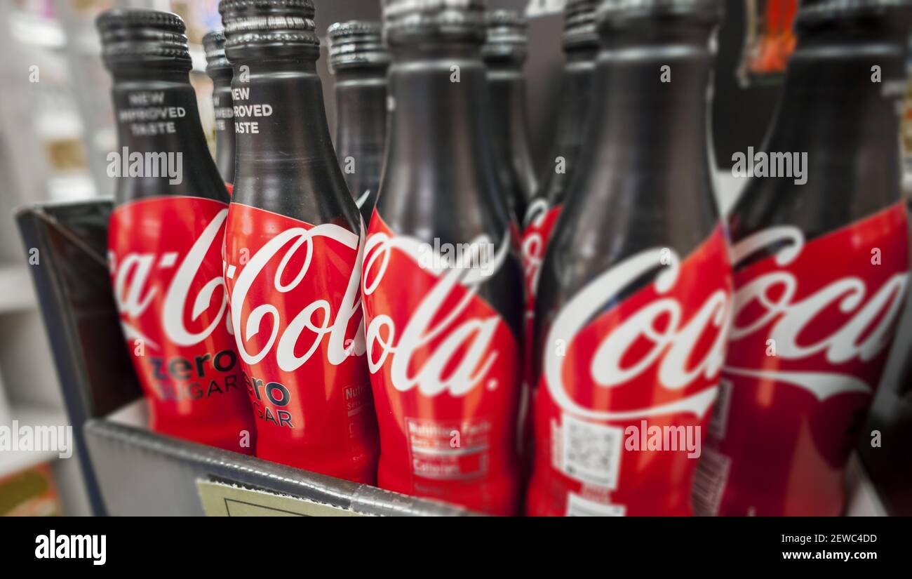 Bottles the new Coke Zero Sugar in a supermarket in New York on ...
