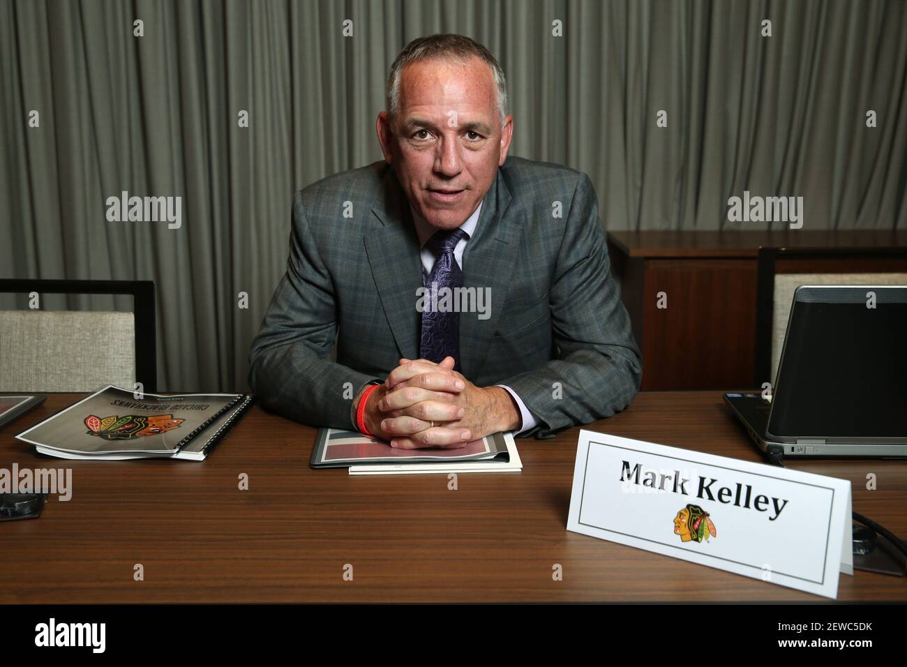 Chicago Blackhawks Director of Scouting Mark Kelley poses for a