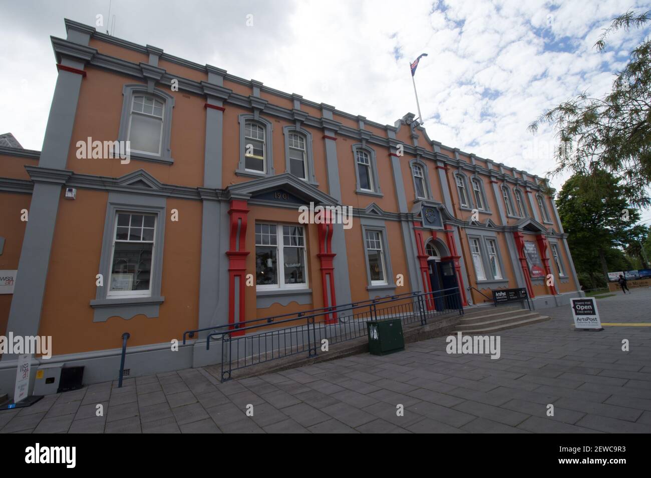 Facade of the Hamilton Post Office building in Hamilton, New Zealand on
