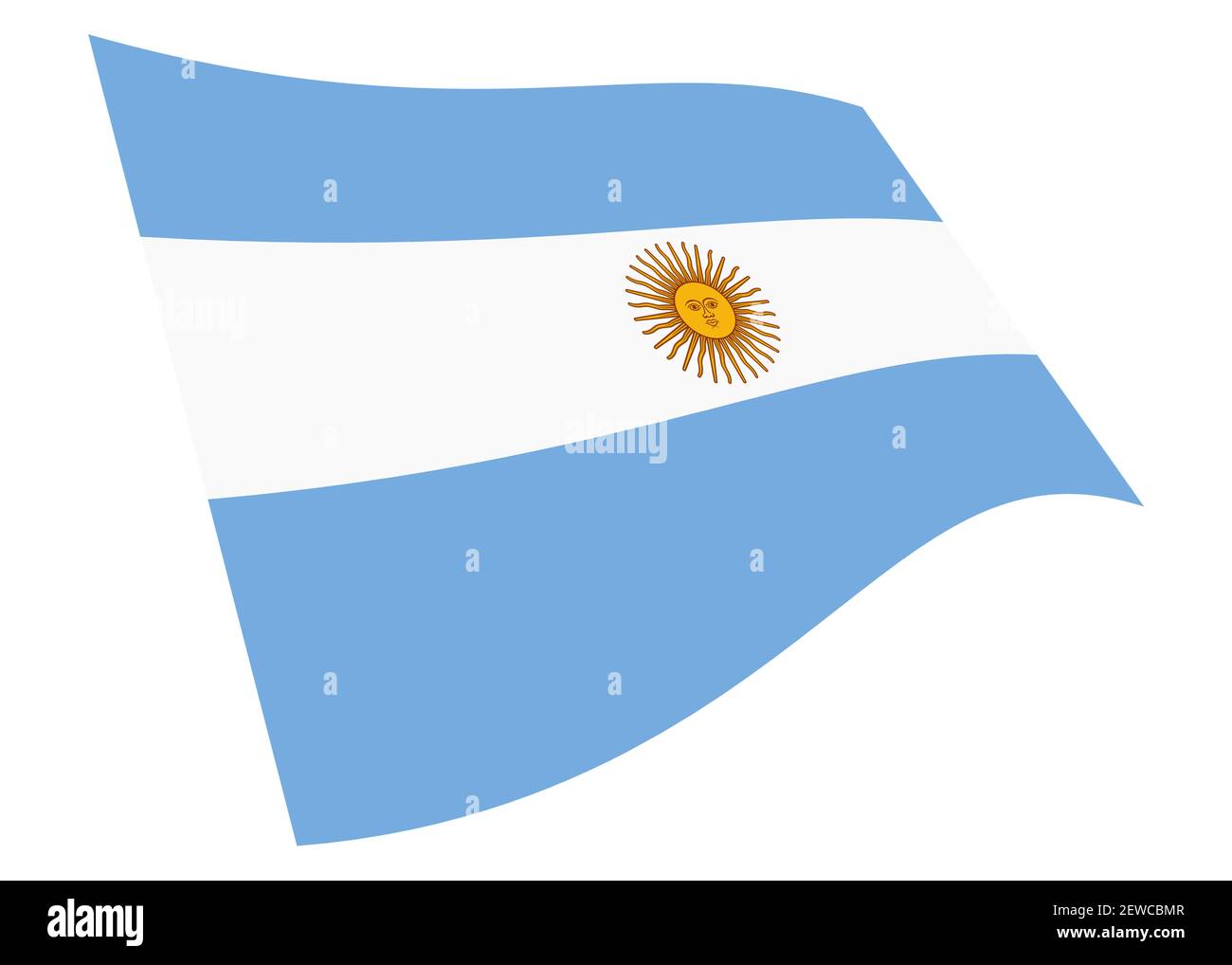 Argentina waving flag 3d illustration isolated on white with clipping path Stock Photo
