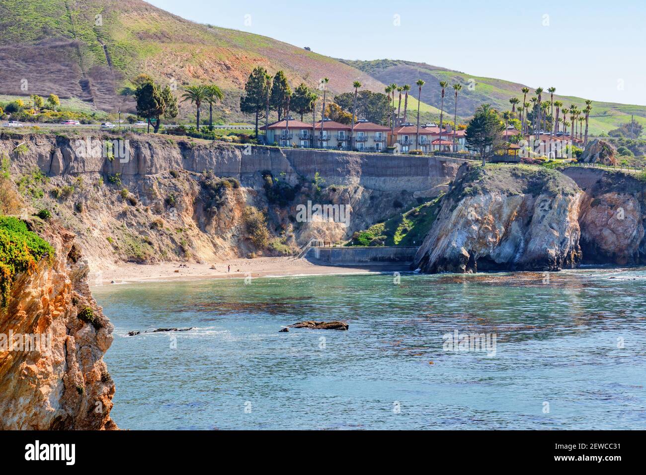Pismo Beach, California, USA March 1, 2021 Pismo Beach cliffs, beach