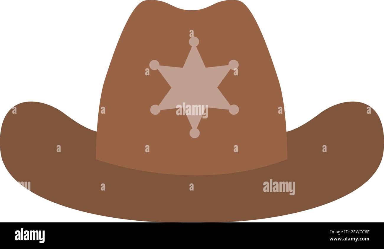 Sheriffs hat, illustration, vector on white background. Stock Vector