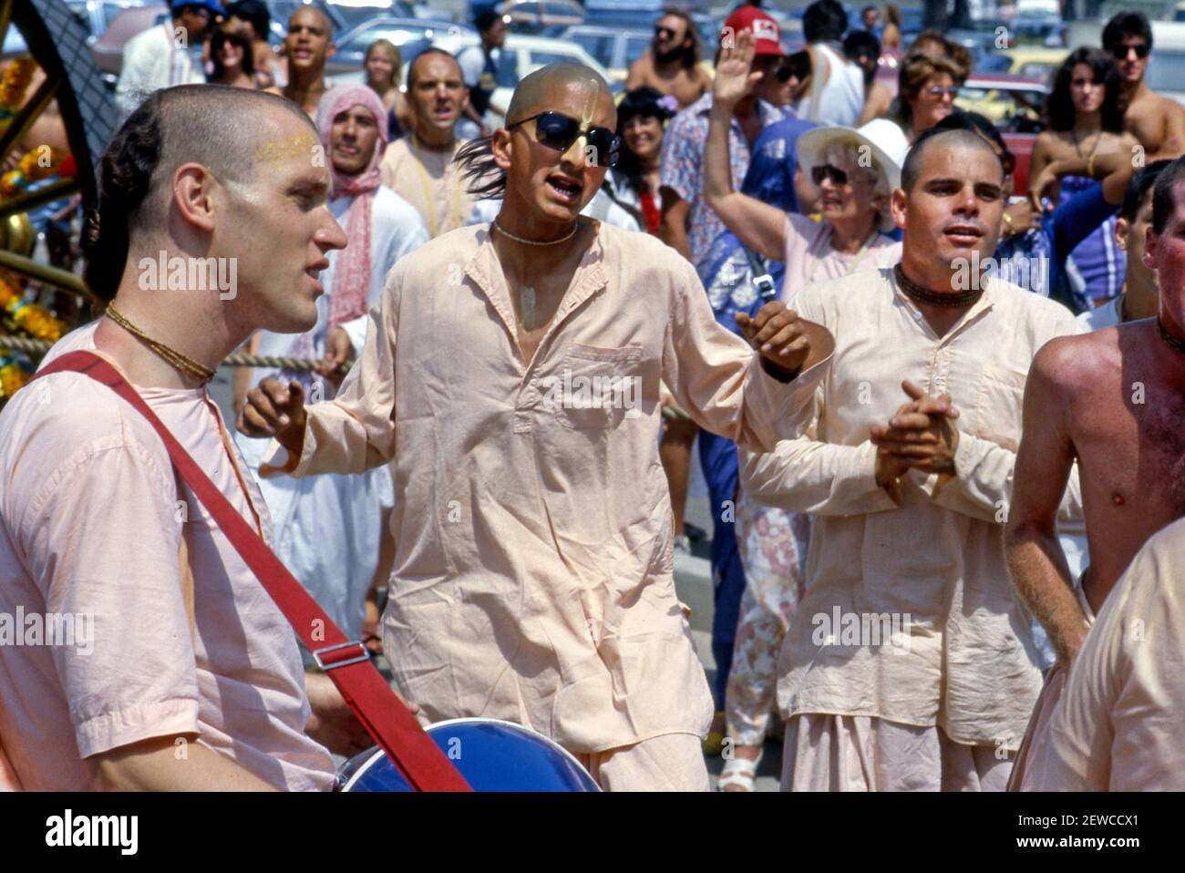 Hare Krishna devotees chanting at a festival in Venice Beach, CA Stock Photo