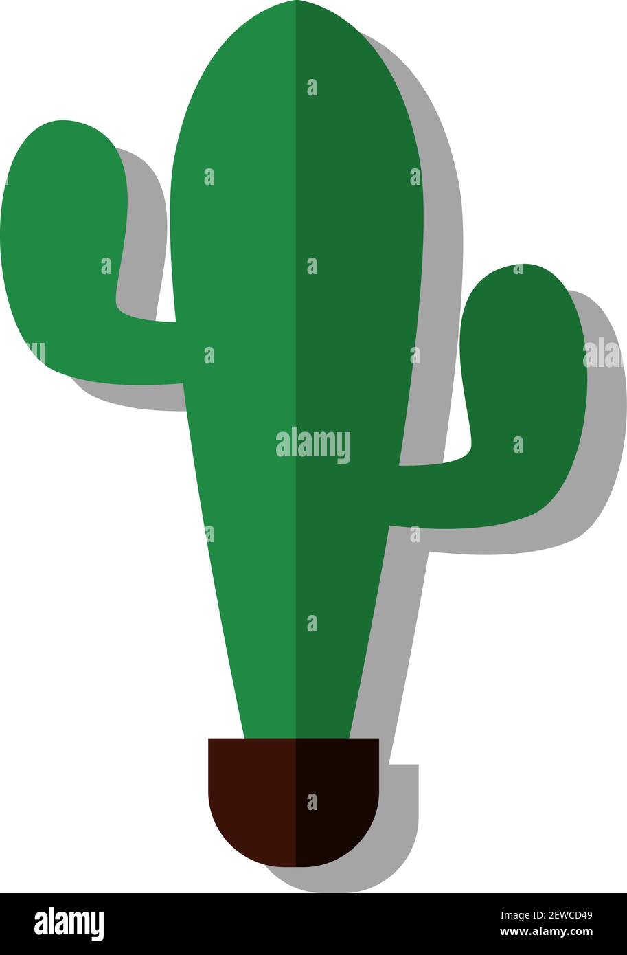 Green cactus in a pot, illustration, vector on white background Stock ...