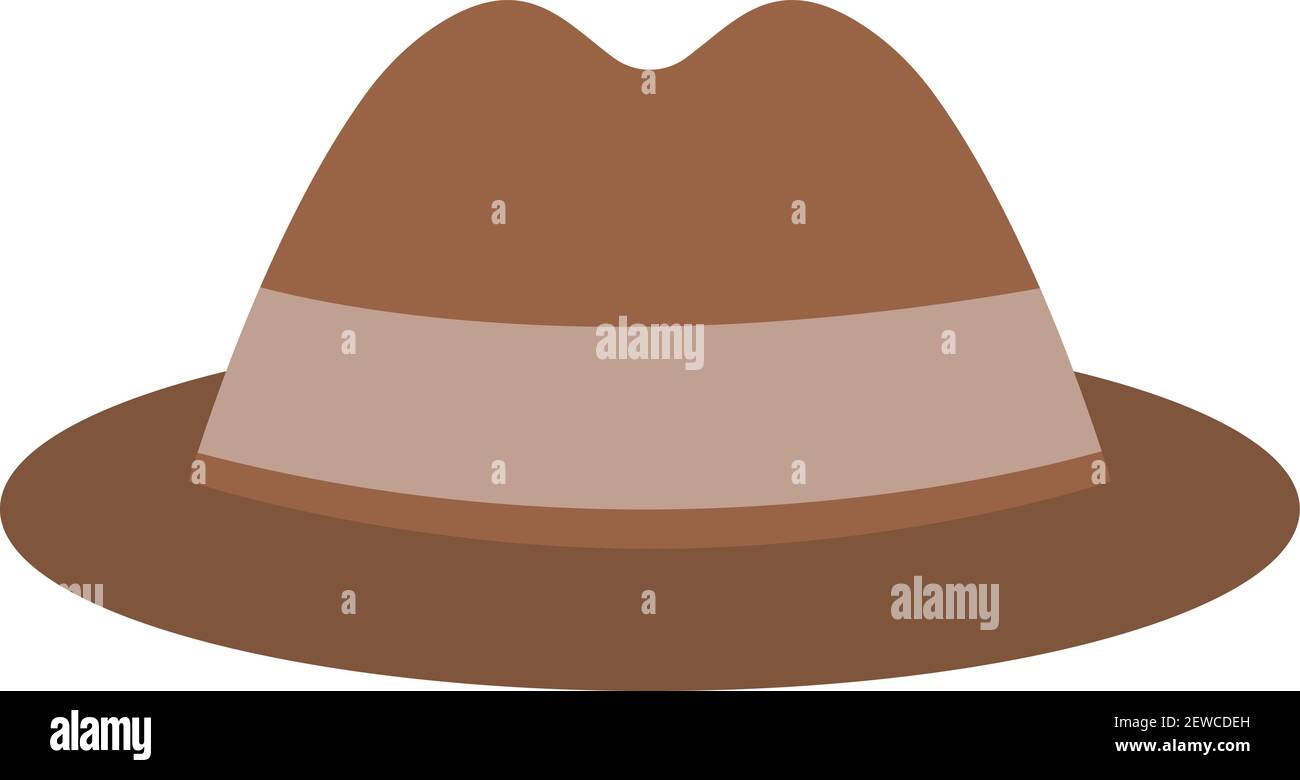 Brown hat, illustration, vector on white background Stock Vector Image