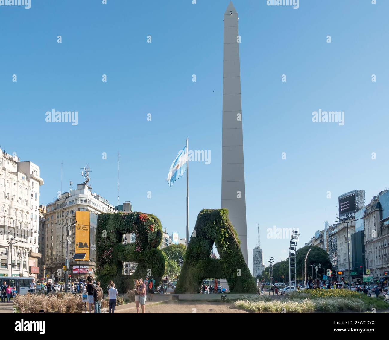 The Obelisk on 9 de Julio Avenue, Buenos Aires, Argentina Stock Photo