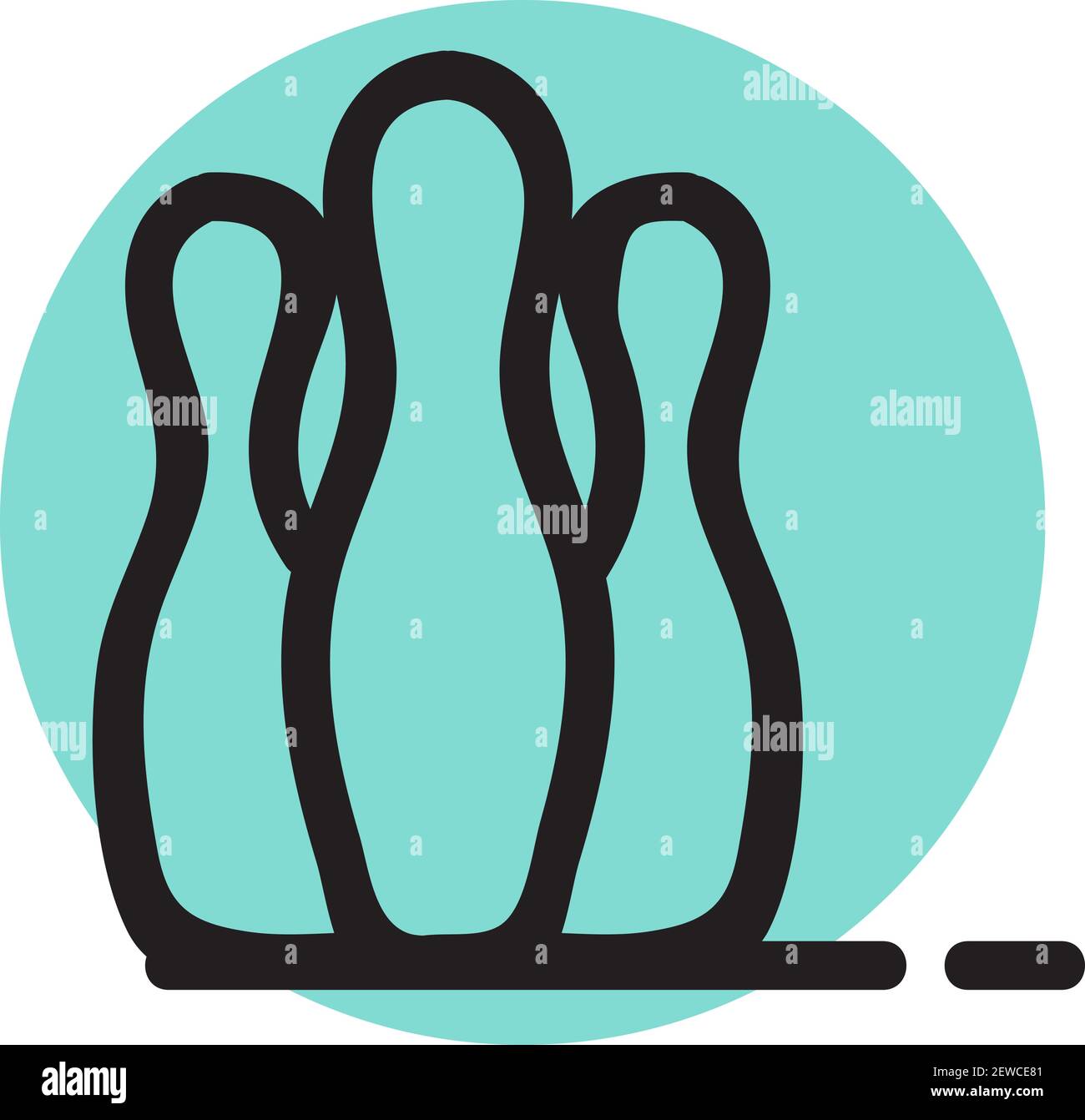 Bowling pins, illustration, vector on white background. Stock Vector