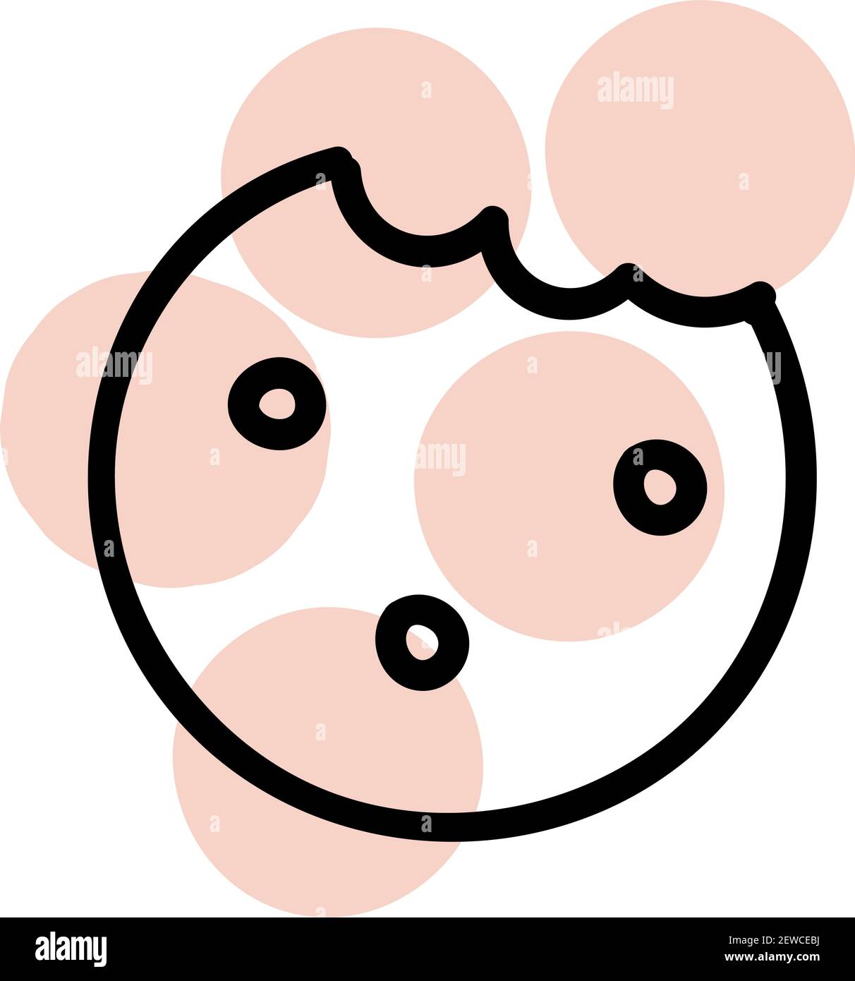 Bitten cookie, illustration, vector on white background. Stock Vector