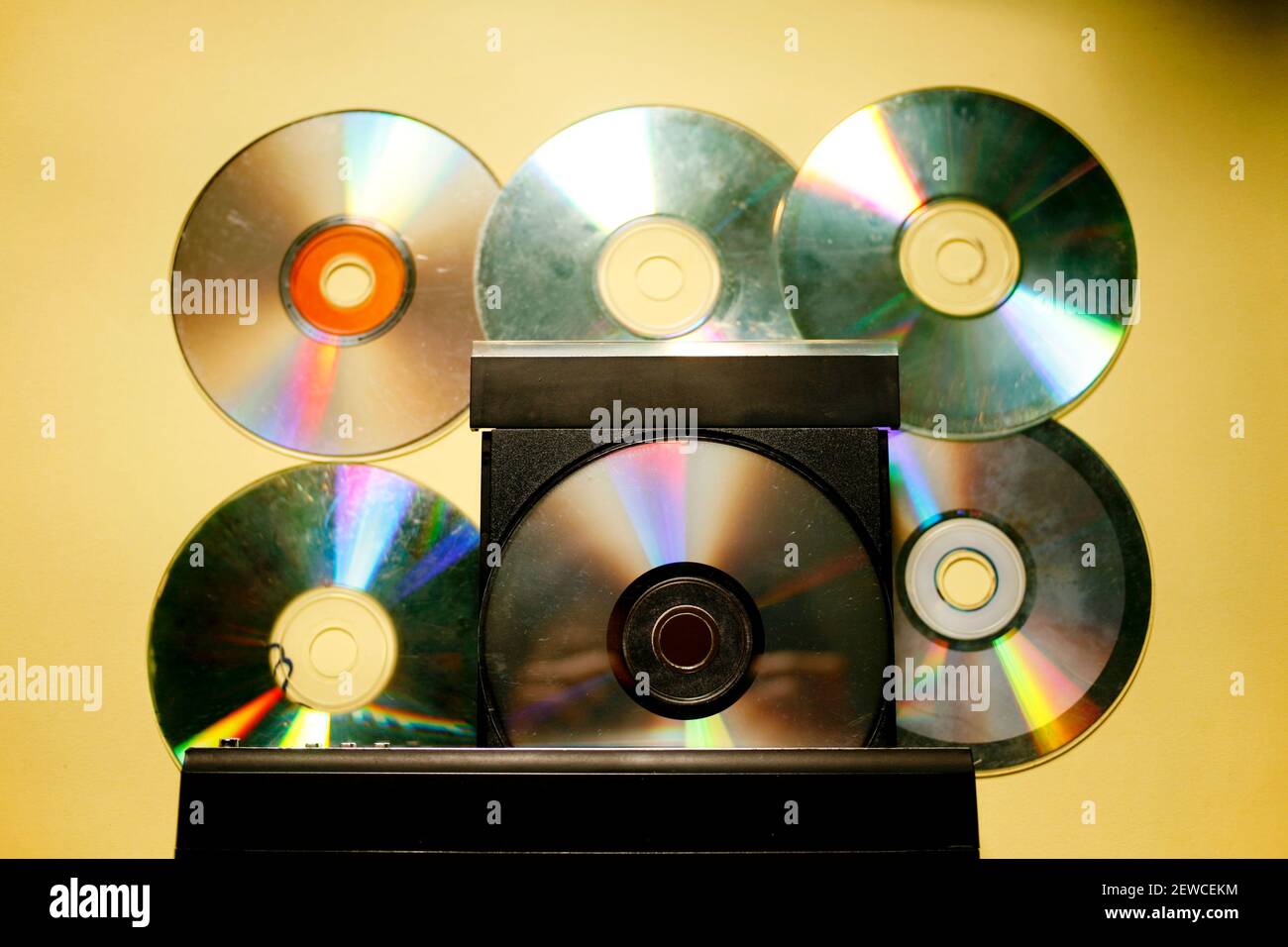 close up of  vcd or dvd player with open tray Stock Photo