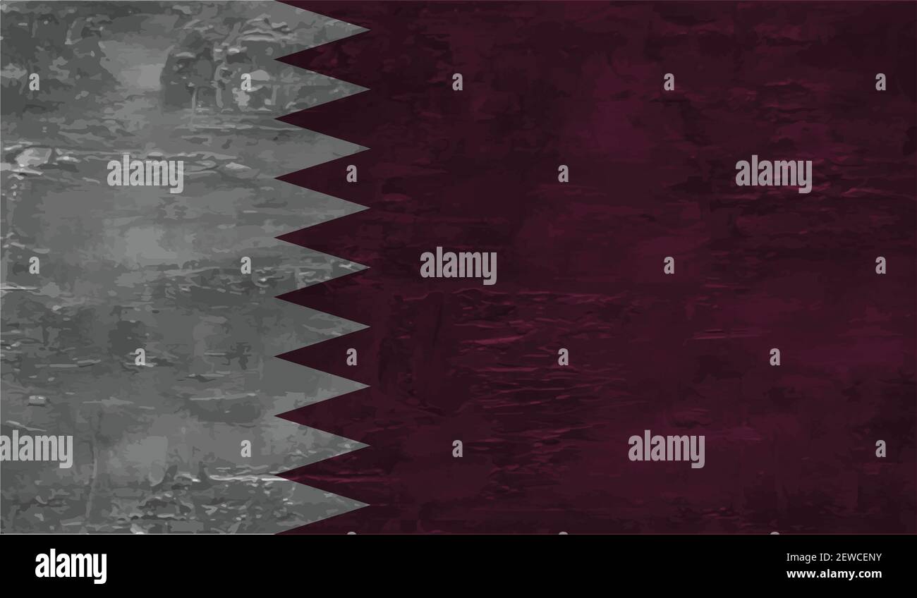 Qatar flag with waving grunge texture. Vector background. Stock Vector