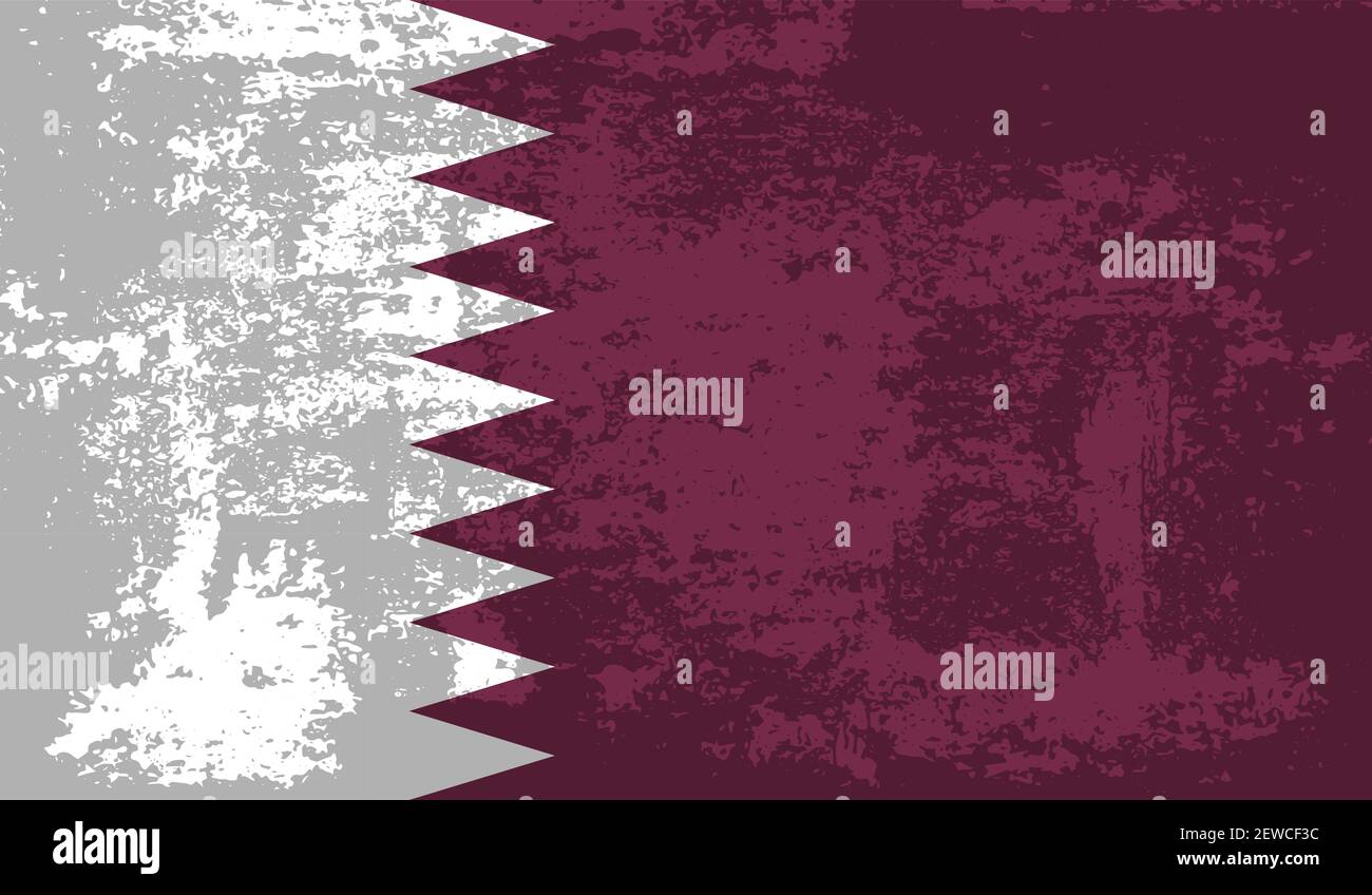 Qatar flag with waving grunge texture. Vector background. Stock Vector