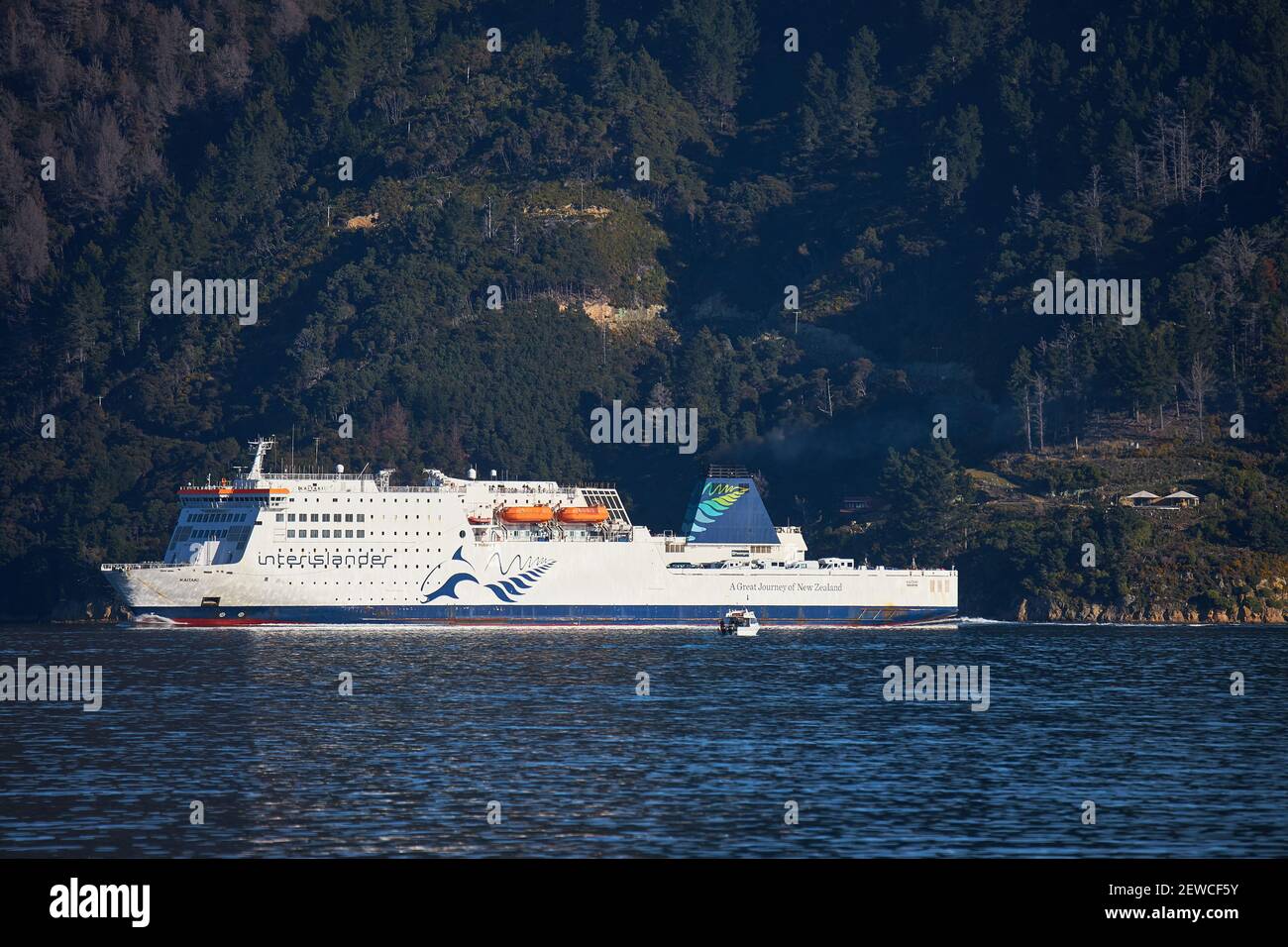 The Interislander ferry leaving for Wellingon from Picton Harbour in