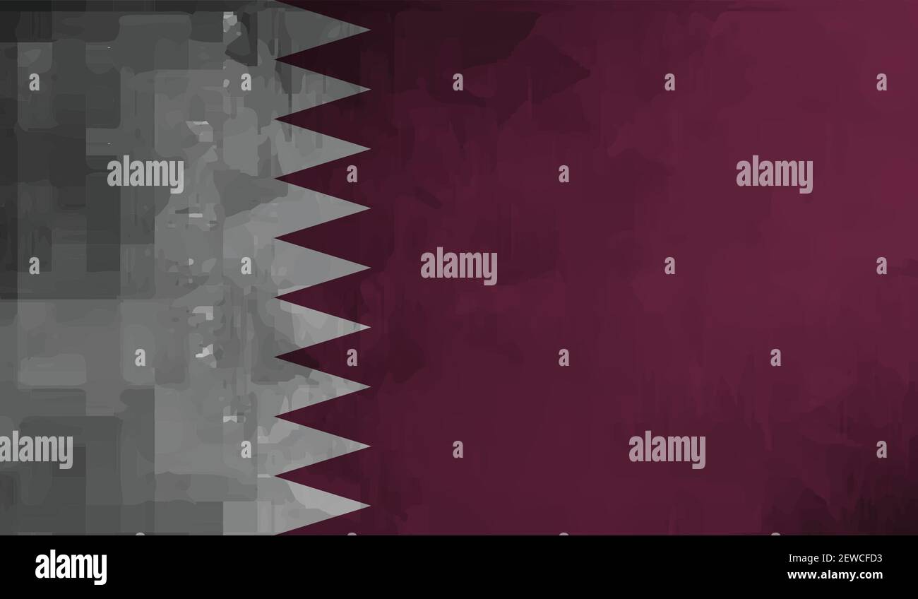 Qatar flag with waving grunge texture. Vector background. Stock Vector