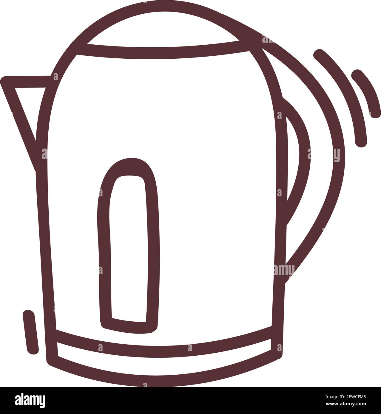 a purple electric kettle sitting on top of a table next to a pink wall and  a pink wall in the background with a black handle. generative ai Stock  Illustration