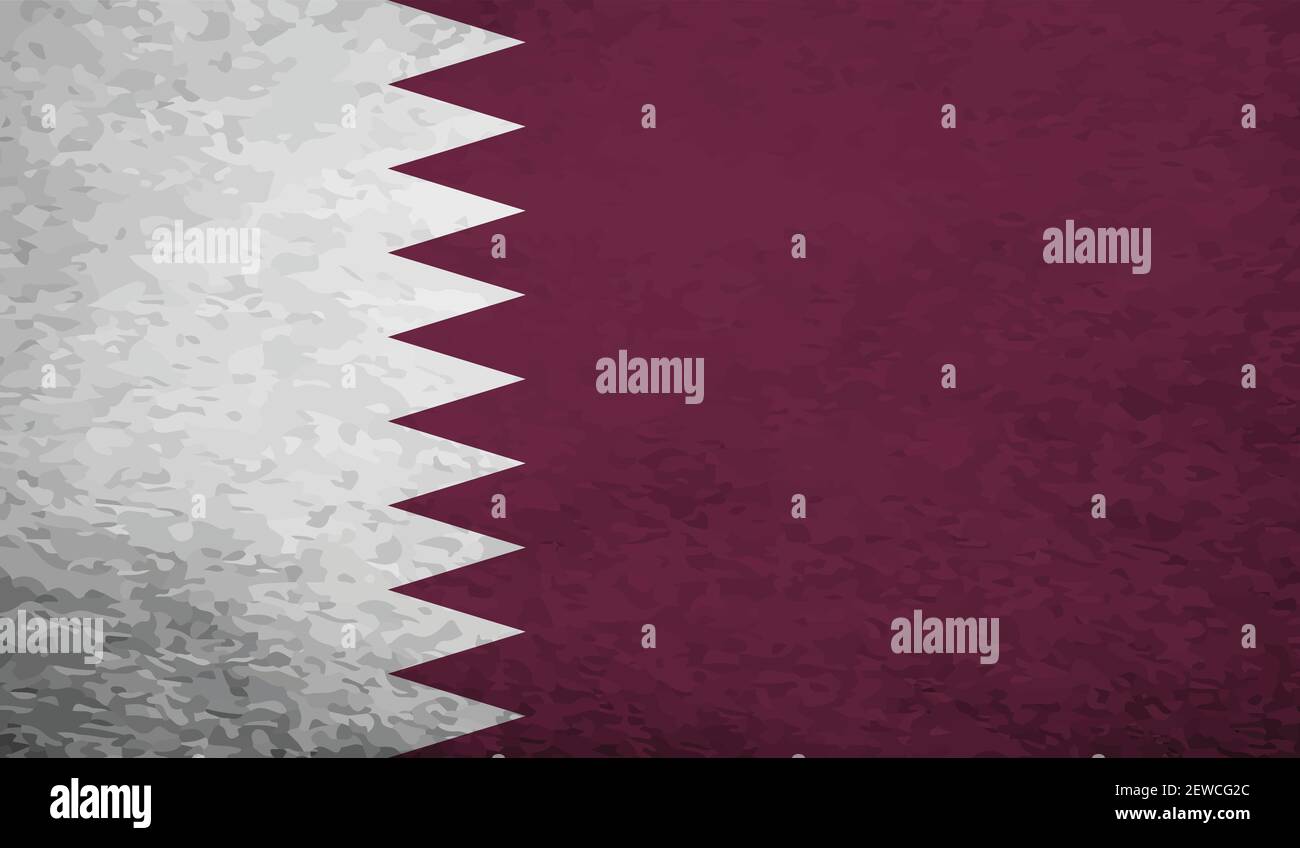 Qatar flag with waving grunge texture. Vector background. Stock Vector