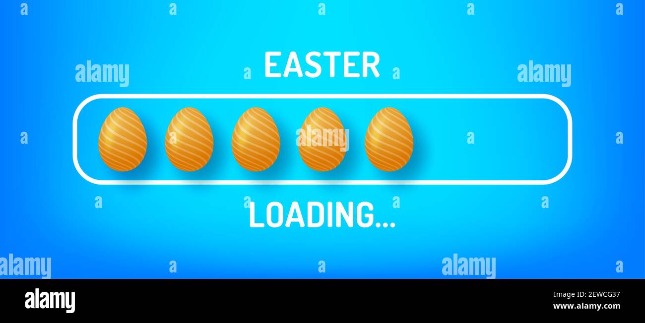Progress bar with inscription - Easter Loading and decorated egg in ...