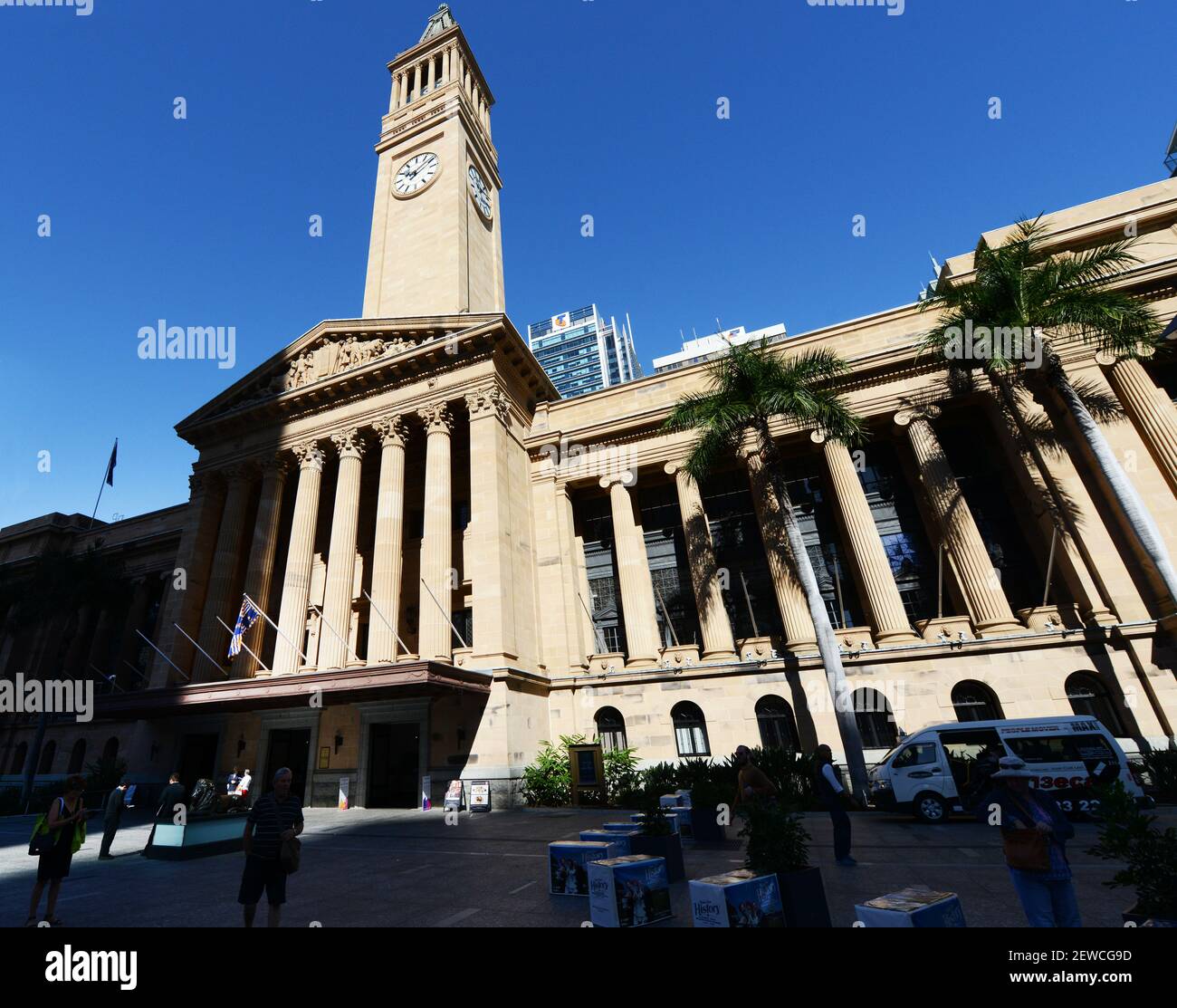 City Hall Clock Tower in Brisbane, Australia. Stock Photo